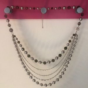 Lia Sophia 5 strand silver/gray necklace.
